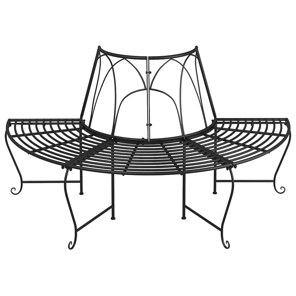 vidaXL Baumbänke Halbrund 2 Stk. Ø159 cm Schwarz Stahl