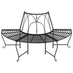 vidaXL Baumbänke Halbrund 2 Stk. Ø159 cm Schwarz Stahl