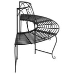 vidaXL Baumbänke Halbrund 2 Stk. Ø159 cm Schwarz Stahl