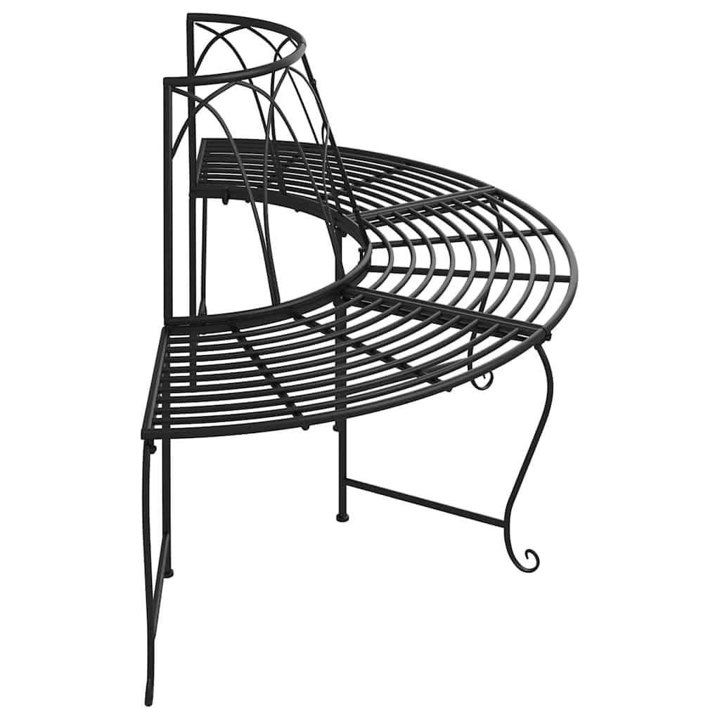 vidaXL Baumbänke Halbrund 2 Stk. Ø159 cm Schwarz Stahl