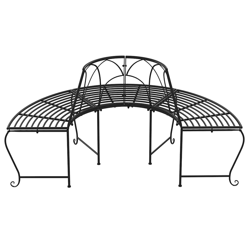 vidaXL Baumbänke Halbrund 2 Stk. Ø159 cm Schwarz Stahl