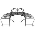 vidaXL Baumbänke Halbrund 2 Stk. Ø159 cm Schwarz Stahl