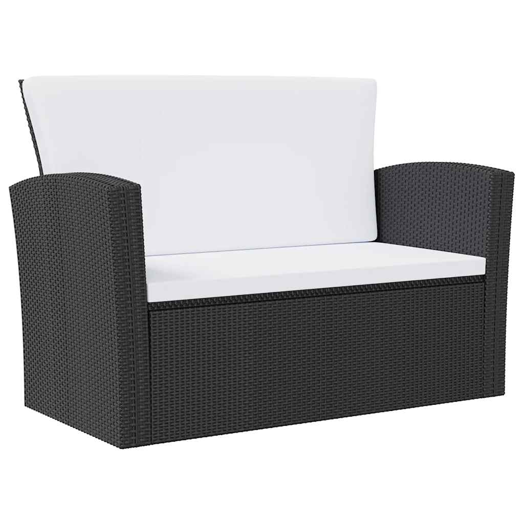 vidaXL 16-tlg. Garten-Lounge-Set mit Kissen Poly-Rattan Schwarz
