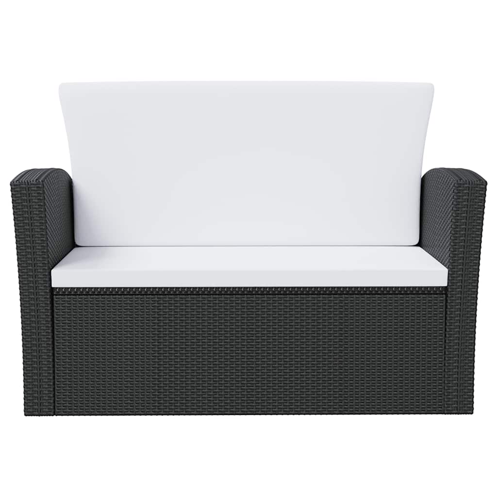 vidaXL 16-tlg. Garten-Lounge-Set mit Kissen Poly-Rattan Schwarz