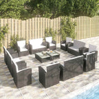 vidaXL 16-tlg. Garten-Lounge-Set mit Kissen Poly-Rattan Schwarz