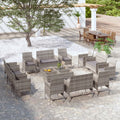 vidaXL 16-tlg. Garten-Lounge-Set mit Auflagen Poly Rattan Schwarz