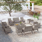 vidaXL 16-tlg. Garten-Lounge-Set mit Auflagen Poly Rattan Schwarz