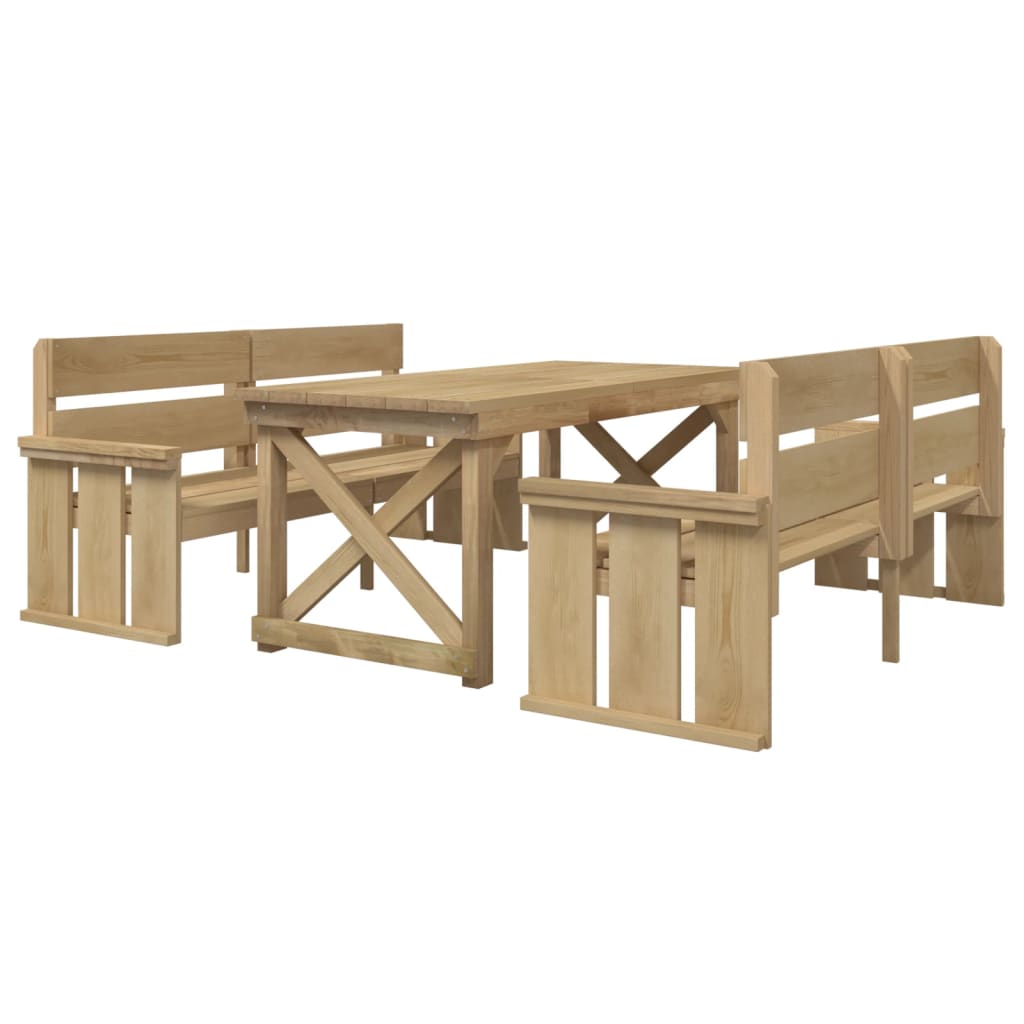 vidaXL 3-tlg. Garten-Essgruppe Massivholz Kiefer Imprägniert