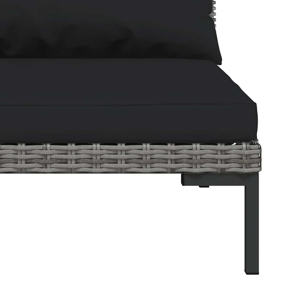 vidaXL Gartensofas 3 Stk. mit Kissen Halbrundes Poly Rattan