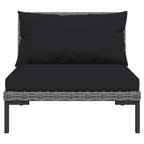 vidaXL Gartensofas 3 Stk. mit Kissen Halbrundes Poly Rattan