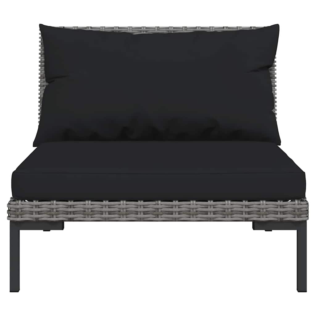 vidaXL Gartensofas 3 Stk. mit Kissen Halbrundes Poly Rattan