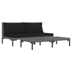 vidaXL 3-tlg. Garten-Lounge-Set Dunkelgrau Halbrundes Poly Rattan