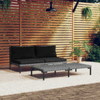 vidaXL 3-tlg. Garten-Lounge-Set Dunkelgrau Halbrundes Poly Rattan