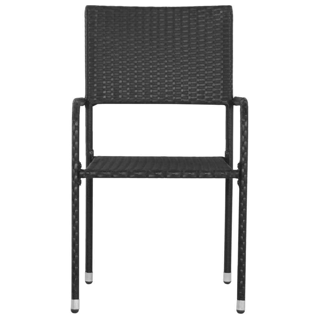 vidaXL Garten-Essstühle 6 Stk. Stapelbar Schwarz Polyrattan
