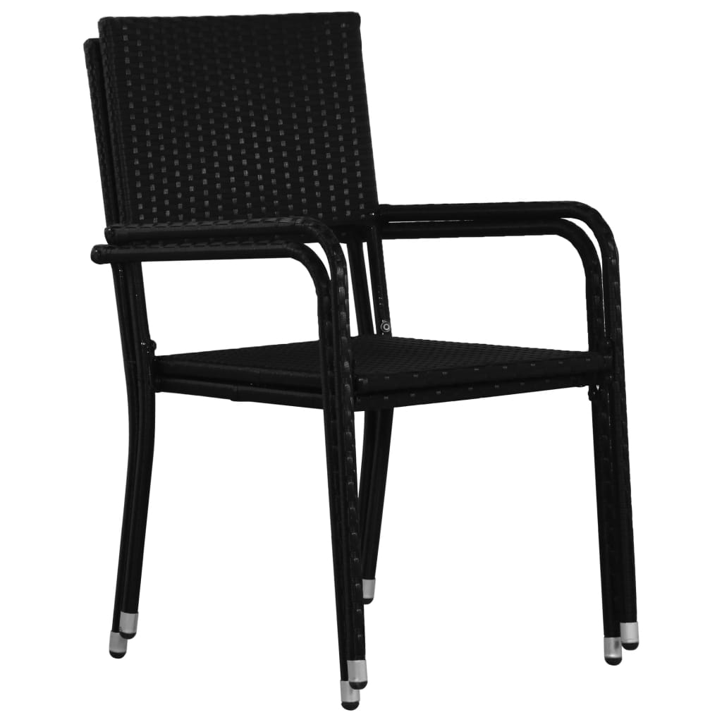 vidaXL Garten-Essstühle 6 Stk. Stapelbar Schwarz Polyrattan