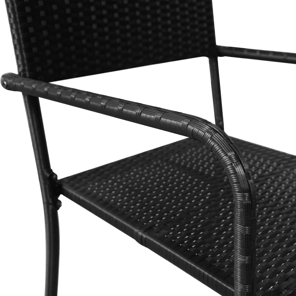 vidaXL Garten-Essstühle 6 Stk. Stapelbar Schwarz Polyrattan