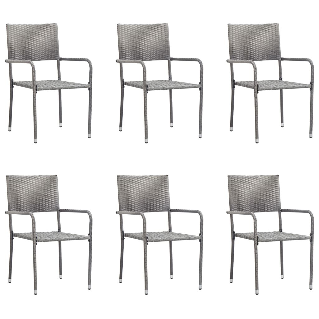 vidaXL Garten-Essstühle 6 Stk. Stapelbar Schwarz Polyrattan
