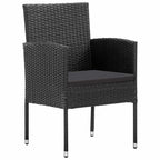 vidaXL Gartenstühle mit Kissen in Schwarz 2 Stk. Schwarz Poly Rattan