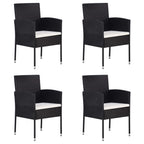 vidaXL Gartenstühle mit Kissen in Cremeweiß 4 Stk. Schwarz Polyrattan