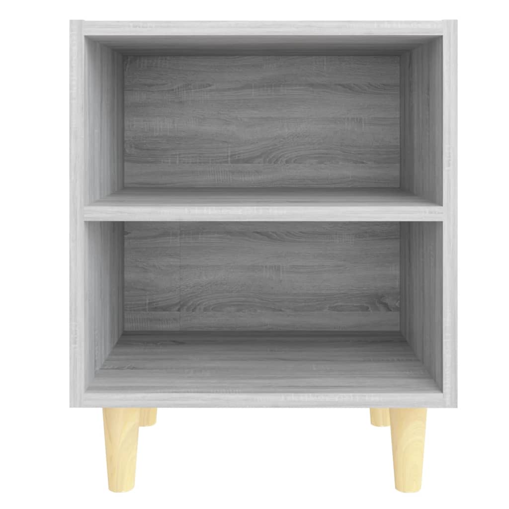 vidaXL Nachttisch mit Massivholz-Beinen Grau Sonoma 40x30x50 cm