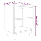 vidaXL Nachttisch mit Massivholz-Beinen Grau Sonoma 40x30x50 cm