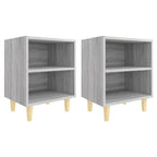 vidaXL Nachttische mit Massivholz-Beinen 2 Stk. Grau Sonoma 40x30x50cm