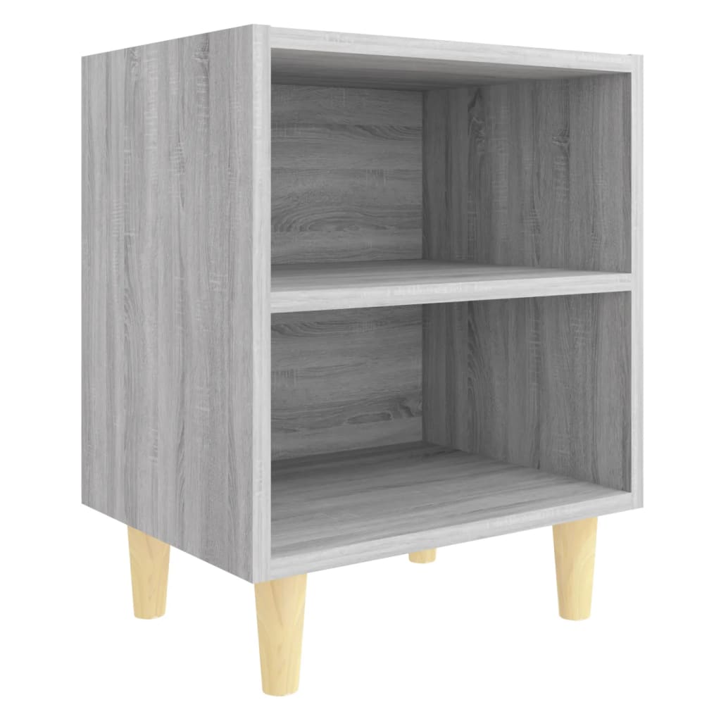 vidaXL Nachttische mit Massivholz-Beinen 2 Stk. Grau Sonoma 40x30x50cm