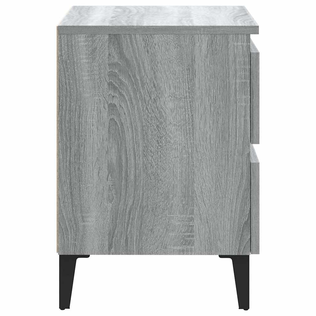 vidaXL Nachttische mit Metallbeinen 2 Stk. Grau Sonoma 40x35x50 cm
