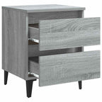 vidaXL Nachttische mit Metallbeinen 2 Stk. Grau Sonoma 40x35x50 cm