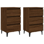 vidaXL Nachttische 2 Stk. Metallbeinen Braun Eichen-Optik 40x35x69 cm