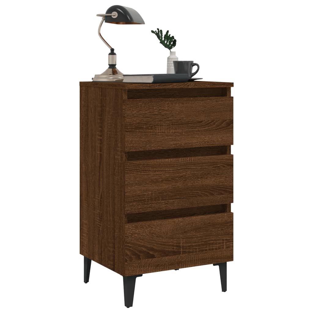 vidaXL Nachttische 2 Stk. Metallbeinen Braun Eichen-Optik 40x35x69 cm
