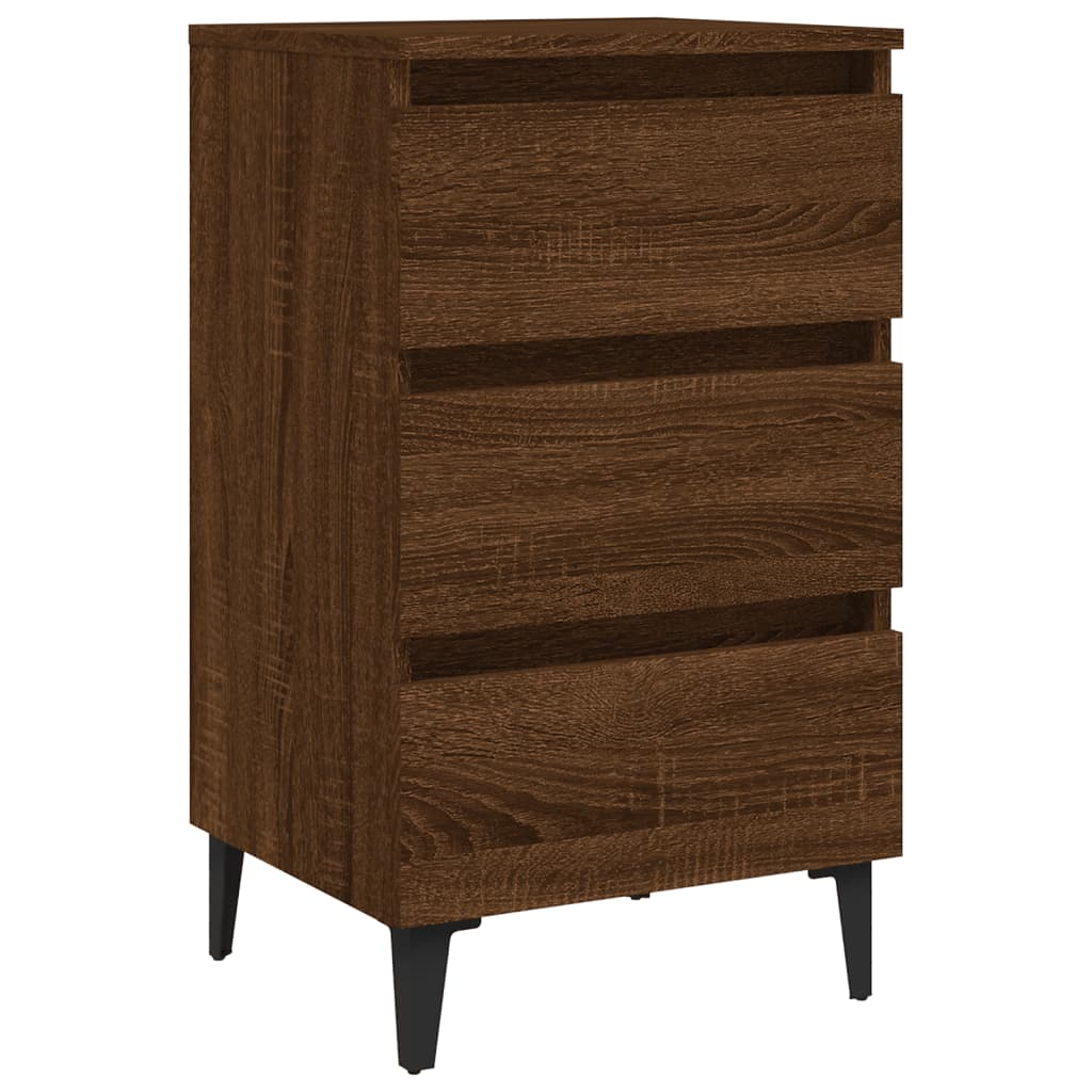 vidaXL Nachttische 2 Stk. Metallbeinen Braun Eichen-Optik 40x35x69 cm