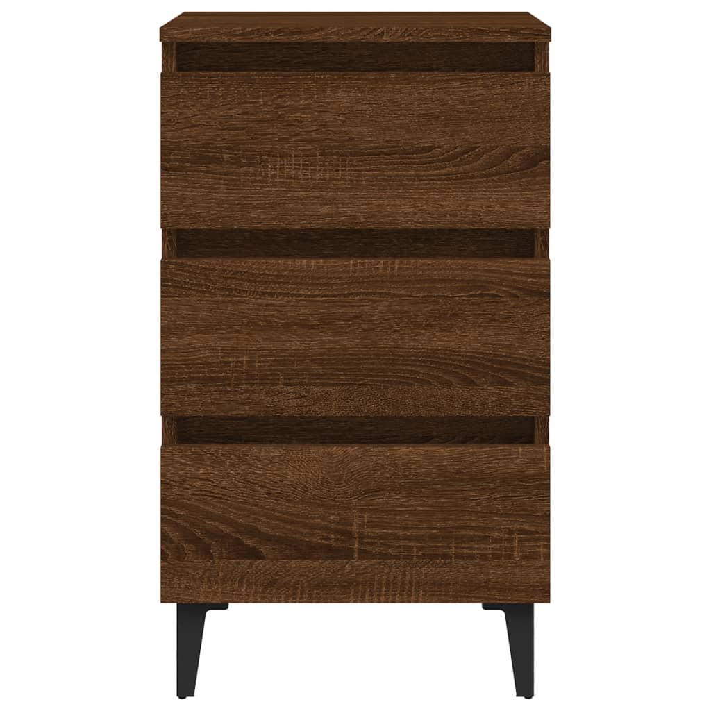 vidaXL Nachttische 2 Stk. Metallbeinen Braun Eichen-Optik 40x35x69 cm