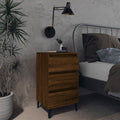 vidaXL Nachttische 2 Stk. Metallbeinen Braun Eichen-Optik 40x35x69 cm