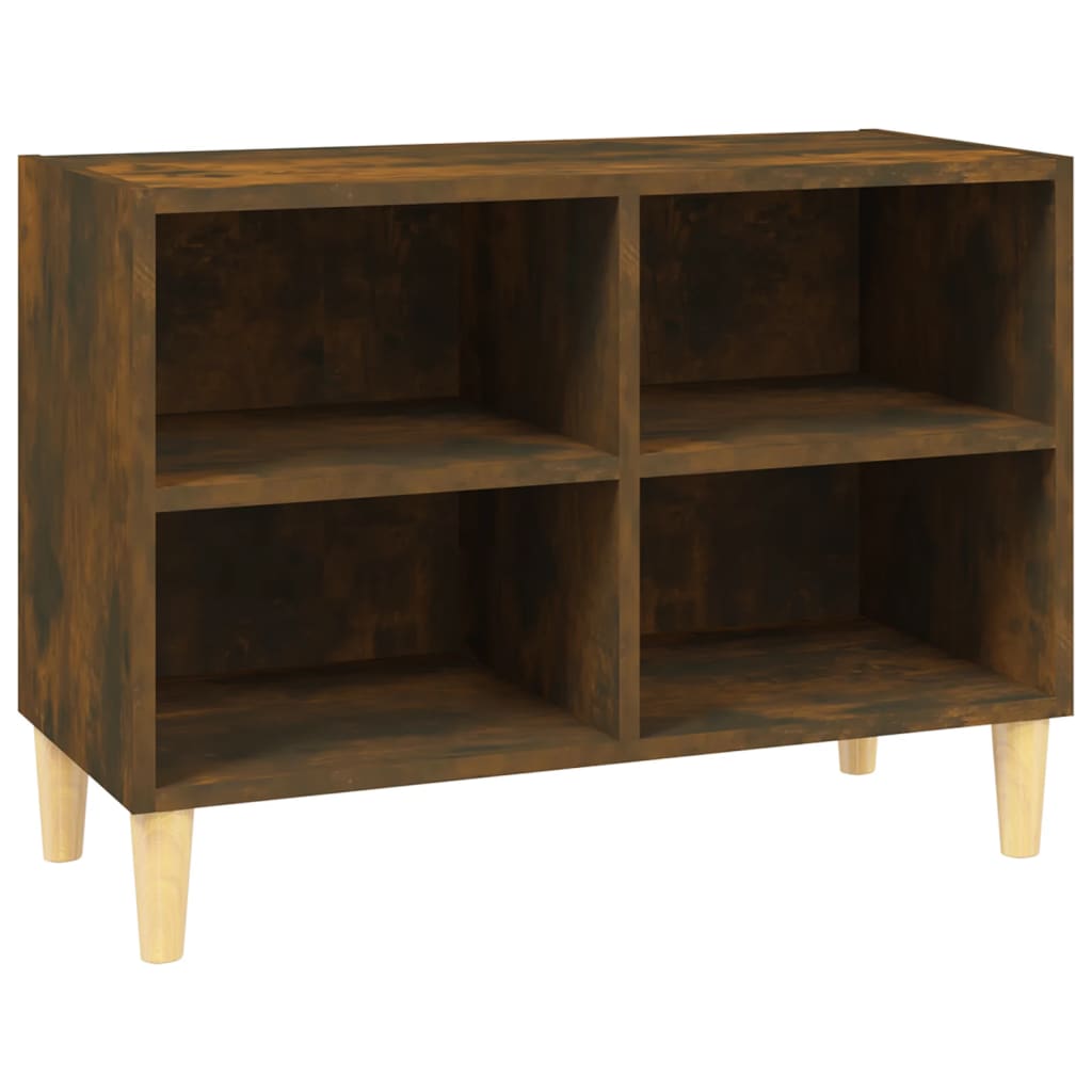 vidaXL TV-Schrank mit Massivholz-Beinen Räuchereiche 69,5x30x50 cm