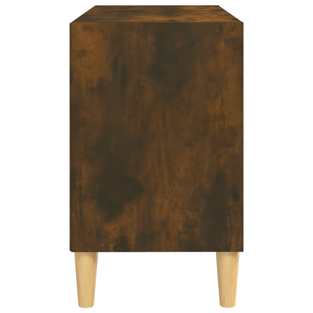 vidaXL TV-Schrank mit Massivholz-Beinen Räuchereiche 69,5x30x50 cm