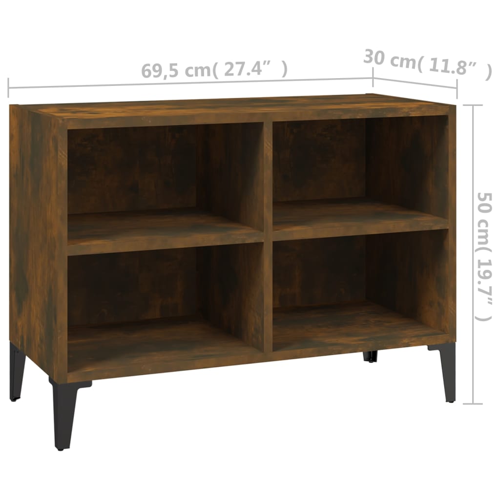 vidaXL TV-Schrank mit Metallbeinen Räuchereiche 69,5x30x50 cm