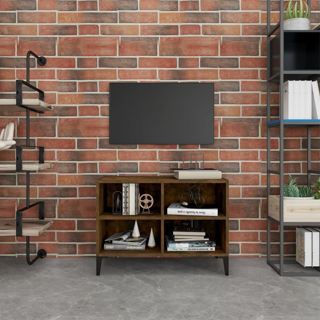 vidaXL TV-Schrank mit Metallbeinen Räuchereiche 69,5x30x50 cm
