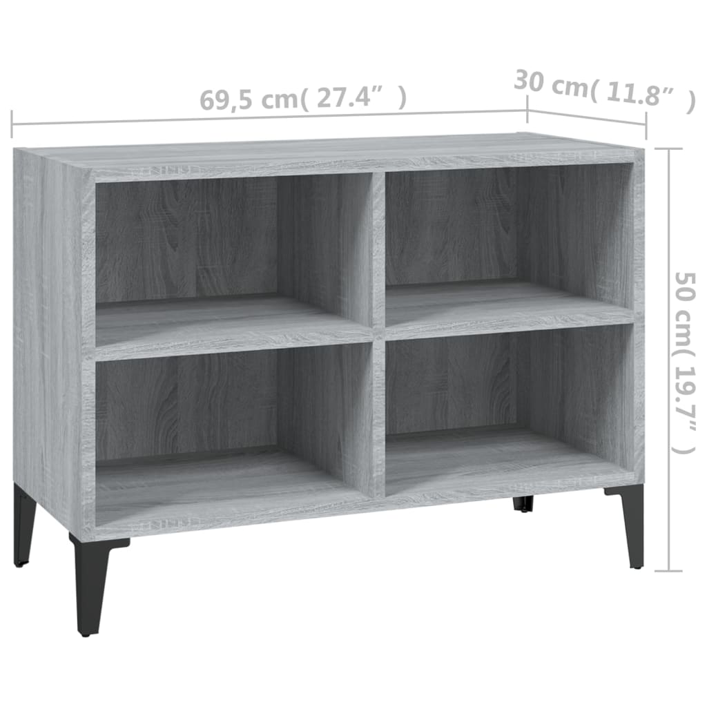 vidaXL TV-Schrank mit Metallbeinen Grau Sonoma 69,5x30x50 cm