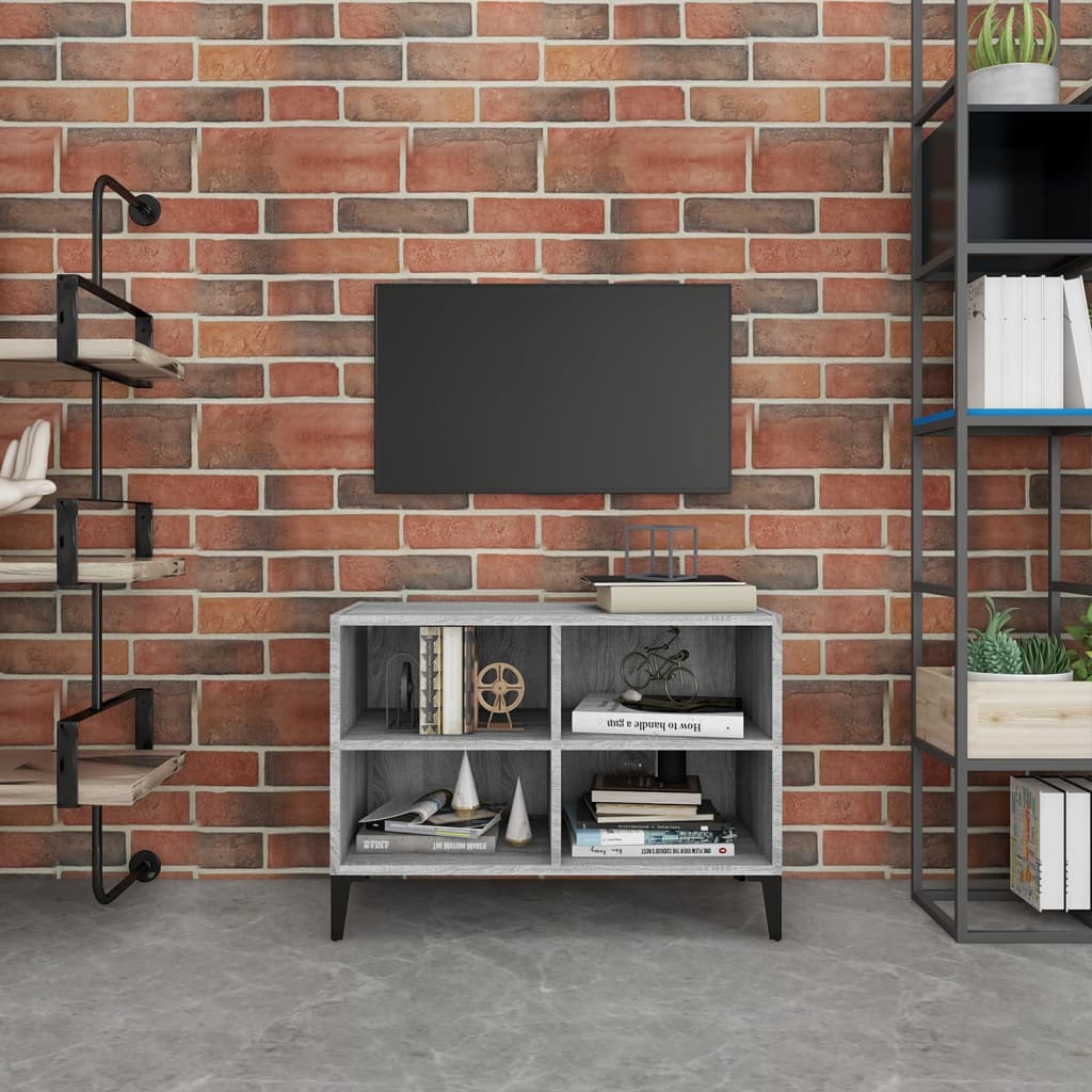 vidaXL TV-Schrank mit Metallbeinen Grau Sonoma 69,5x30x50 cm