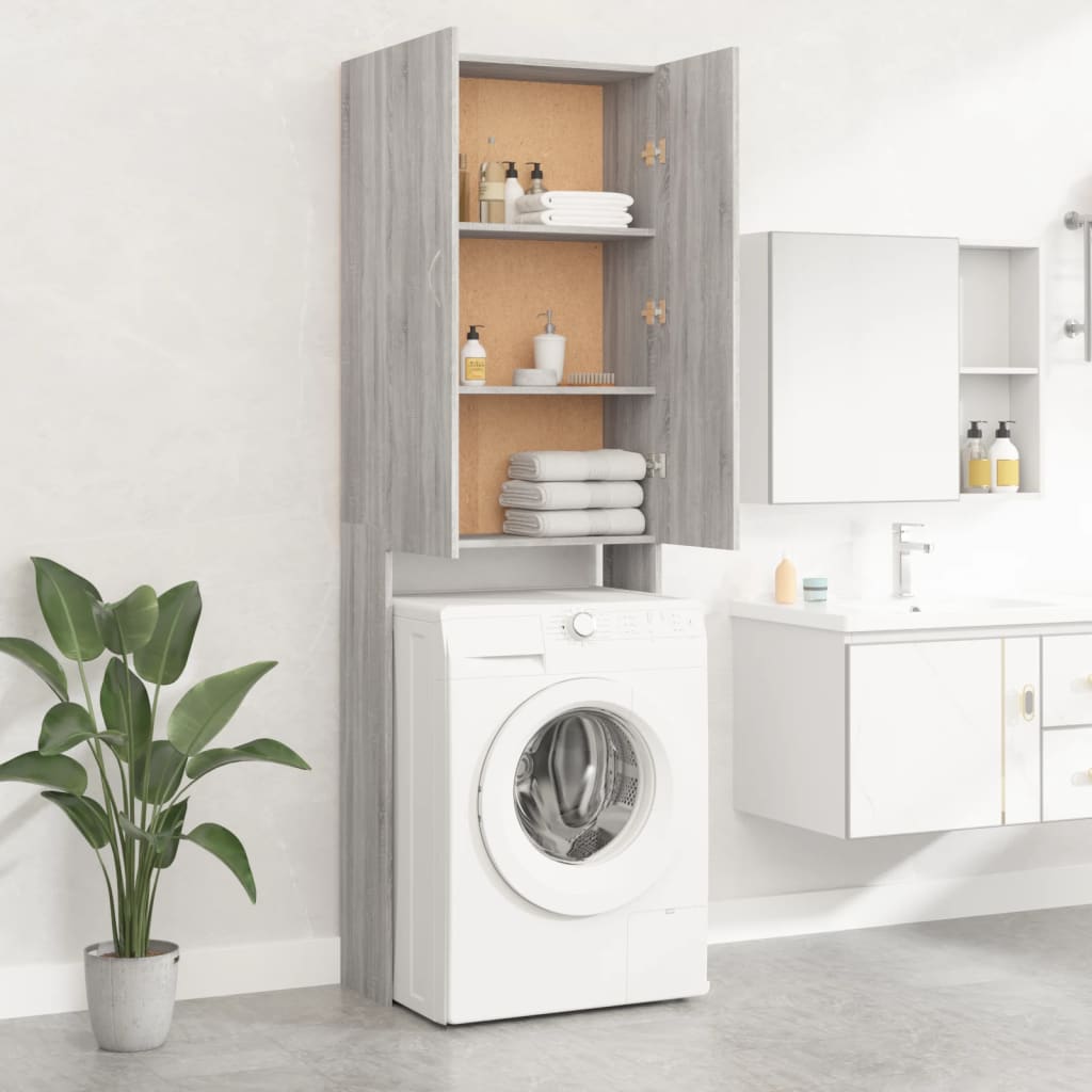 vidaXL Waschmaschinenschrank Grau Sonoma 64x25,5x190 cm