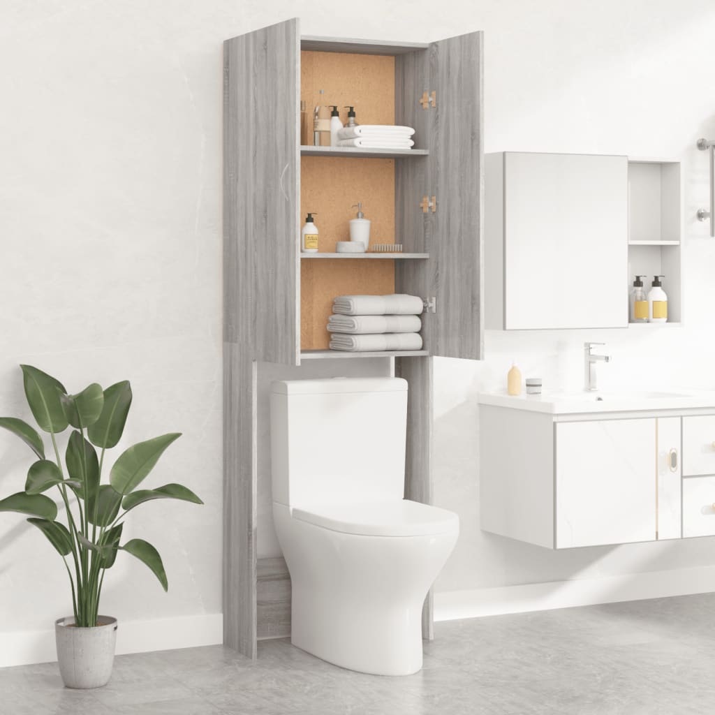 vidaXL Waschmaschinenschrank Grau Sonoma 64x25,5x190 cm