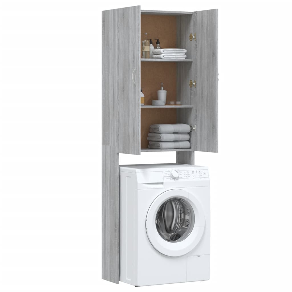vidaXL Waschmaschinenschrank Grau Sonoma 64x25,5x190 cm