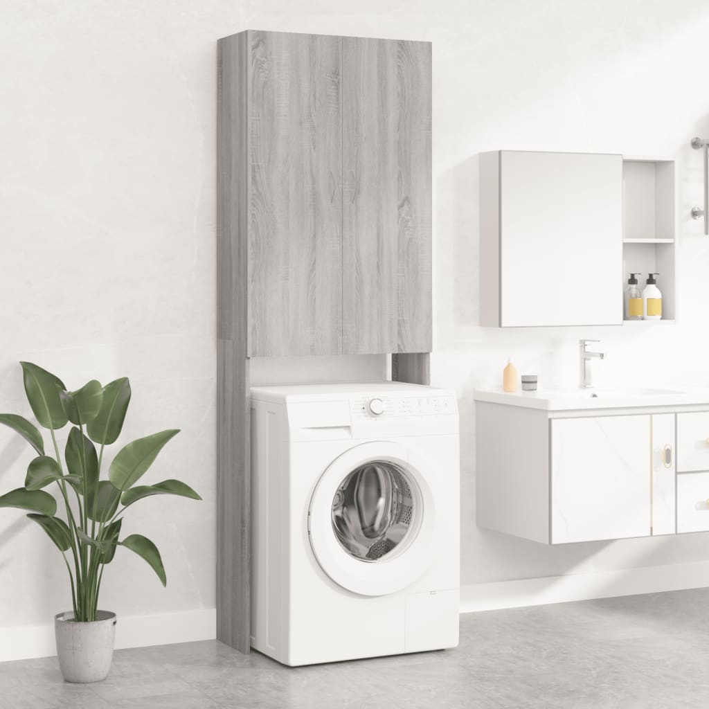 vidaXL Waschmaschinenschrank Grau Sonoma 64x25,5x190 cm