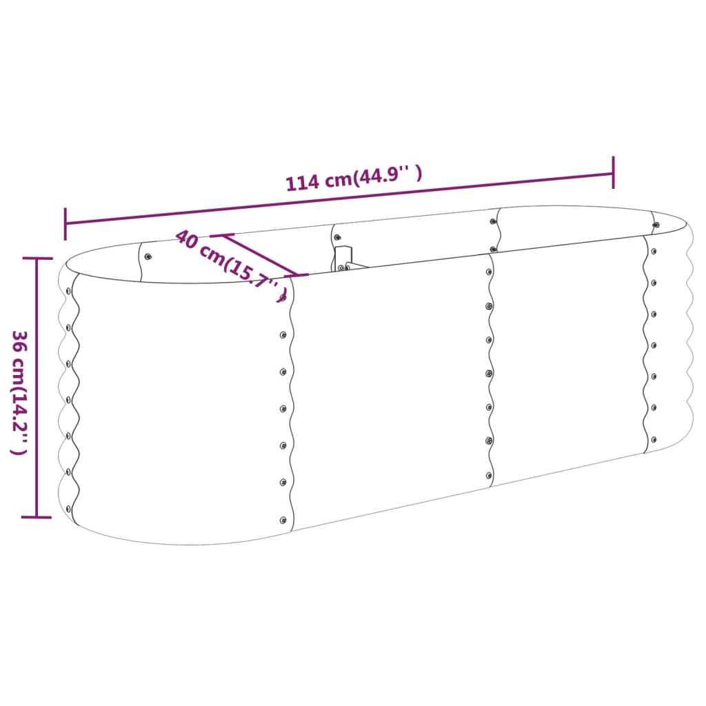 vidaXL Hochbeet Verzinkter Stahl 114x40x36 cm Grün