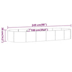 vidaXL Hochbeet Verzinkter Stahl 249x100x36 cm Silbern
