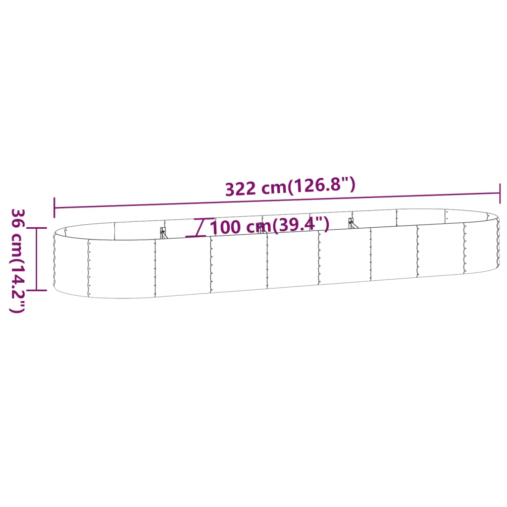 vidaXL Hochbeet Verzinkter Stahl 322x100x36 cm Grün