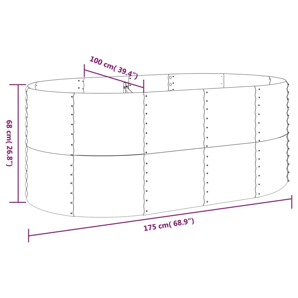 vidaXL Hochbeet Pulverbeschichteter Stahl 175x100x68 cm Braun