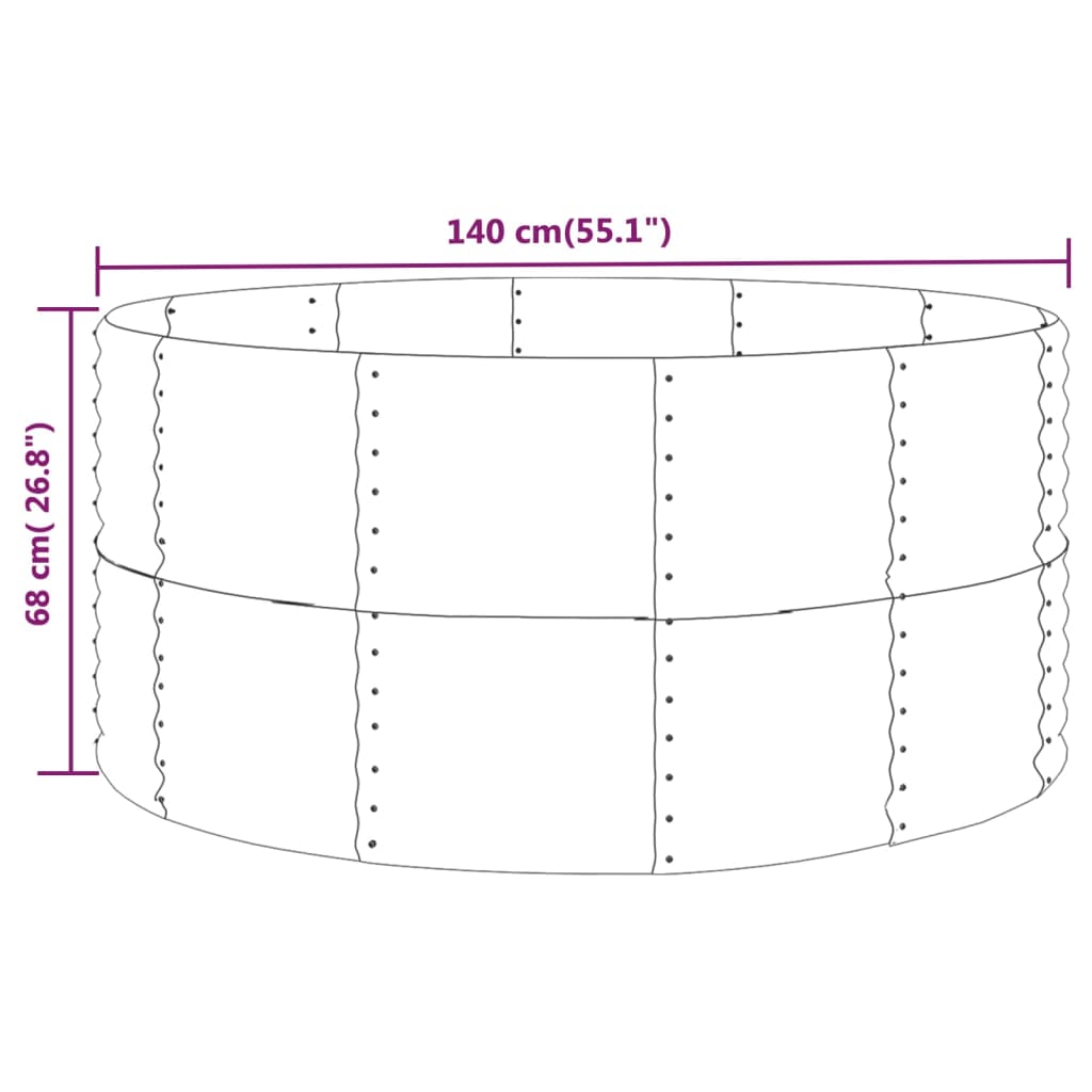 vidaXL Hochbeet Silbern 140x140x68 cm Verzinkter Stahl