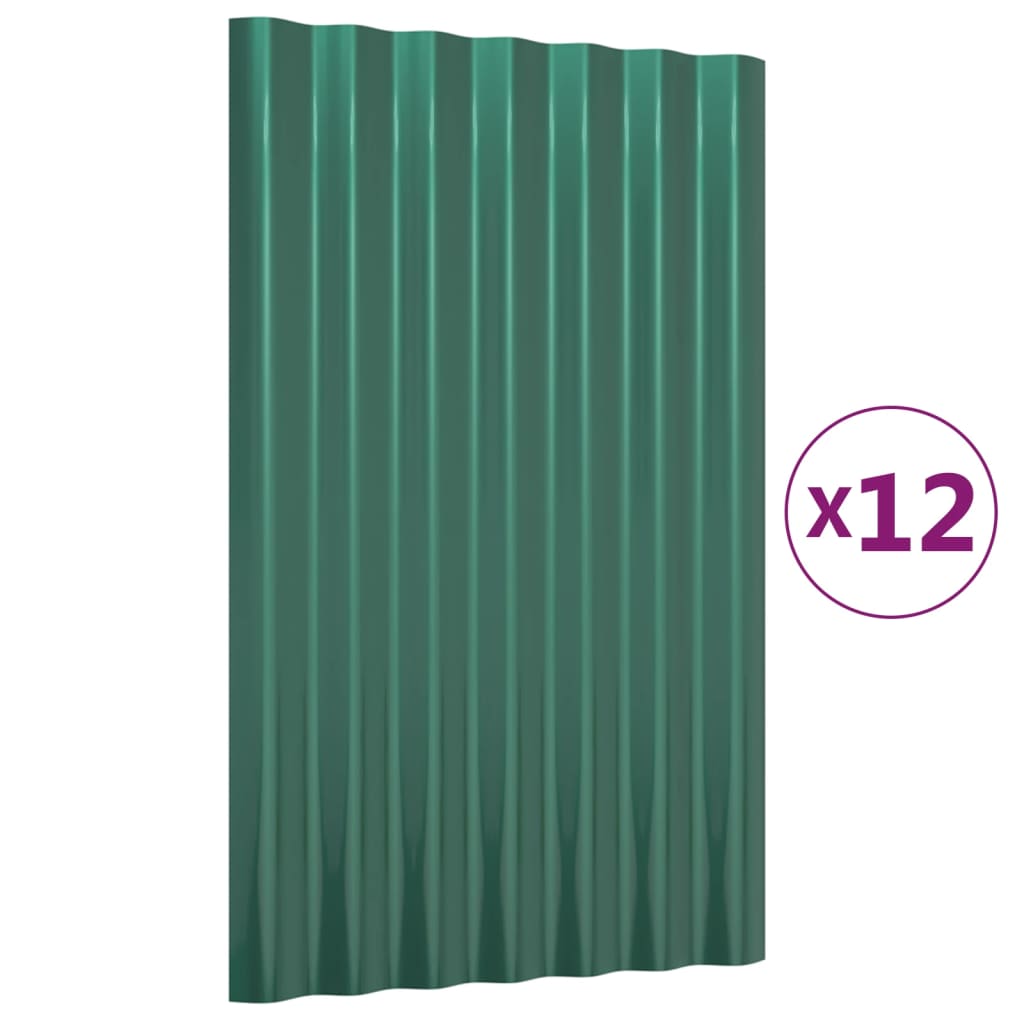 vidaXL Dachpaneele 12 Stk. Verzinkter Stahl Grün 60x36 cm